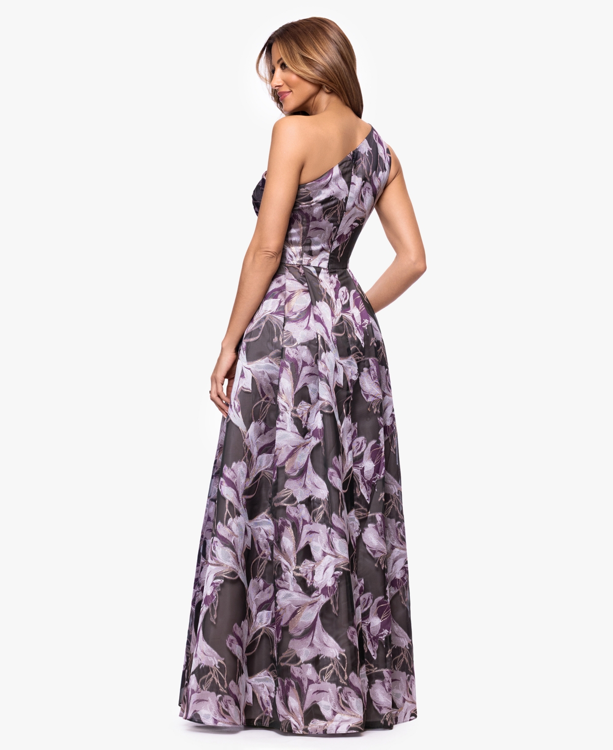 Xscape Women's One-Shoulder Printed Ball Gown