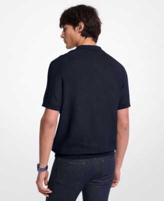 Michael Kors Men's Short-Sleeve Textured Mouline Polo Shirt - Macy's