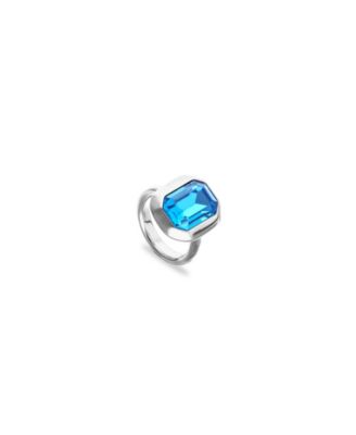 Blue Faceted Crystal Ring