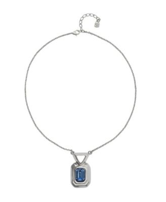 18k Gold and Sterling Silver Plated with Blue Faceted Crystal Necklace