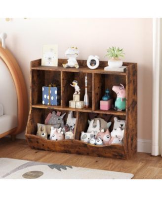 Wooden Kids Bookshelf and Toy Storage, Children Bookcase with 5 Compartments