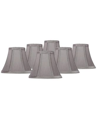 Set of 6 Bell Chip Chandelier Lamp Shades Pewter Small 3" Top x 6" Bottom x 5" High Candelabra Clip-On Fitting