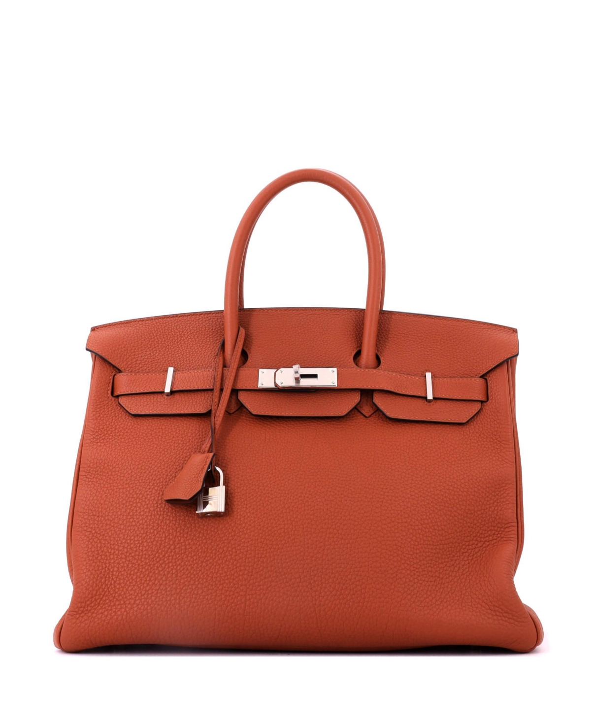 Pre-Owned HERMES Birkin 35 Handbag Brown Togo with Palladium Hardware - Brown