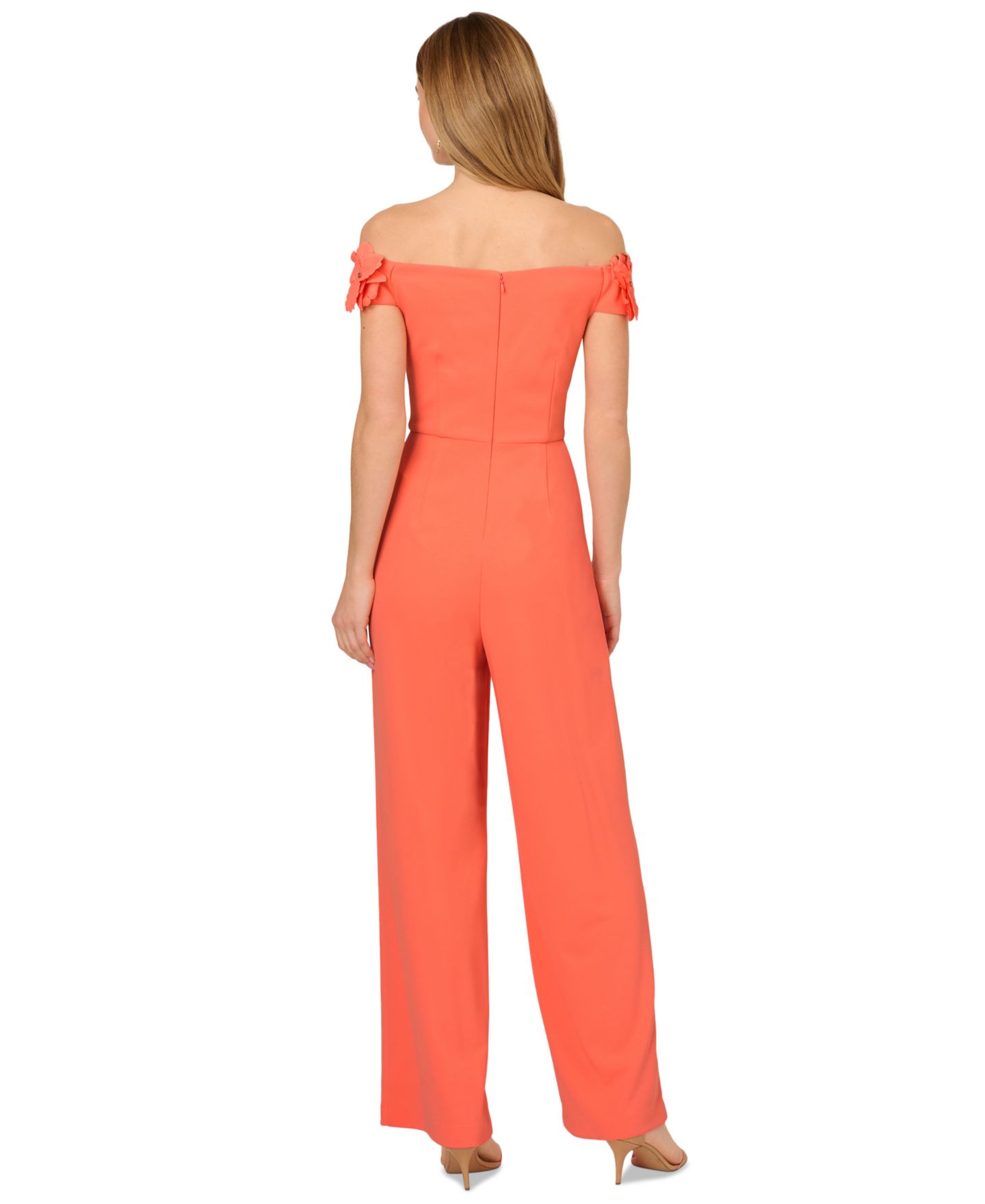 Женский комбинезон Adrianna Papell Off Shoulder Jumpsuit, цвет: Коралловый — фото 4
