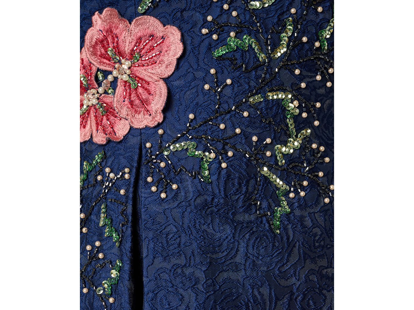 Женское платье Adrianna Papell Embroidered Jacquard Floral Beaded Fit And Flare, цвет: Полуночный разноцветный — фото 4