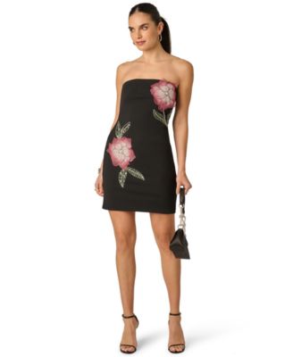 macy's black dress with flowers Women's Black Floral Mini Dresses