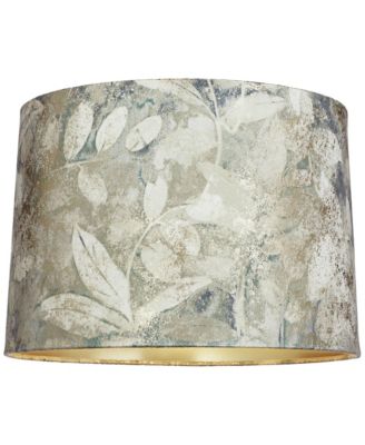 Slant Print Lamp Shade Replacement Drum Velvet Leaves Spider Harp Finial