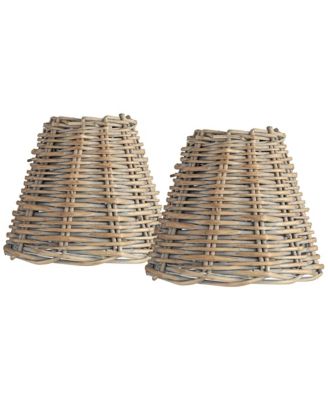 Lamp Shade Replacement Set of 2 Small Wicker Weave Clip On Candelabra