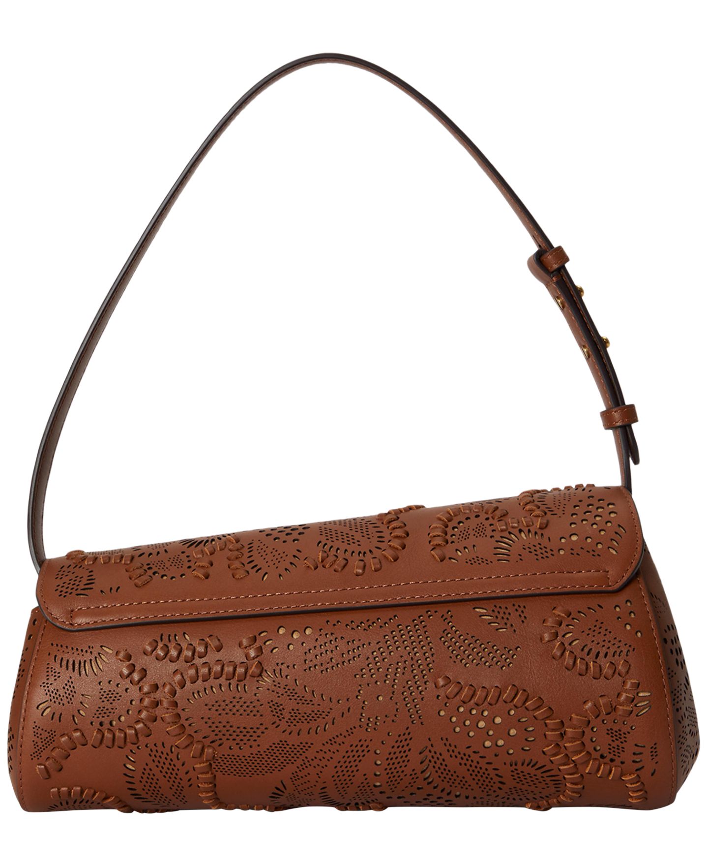 Женская сумка Lauren Ralph Lauren Tasha Medium Floral Tooled Leather East-West, цвет: Рыжевато-коричневый — фото 3