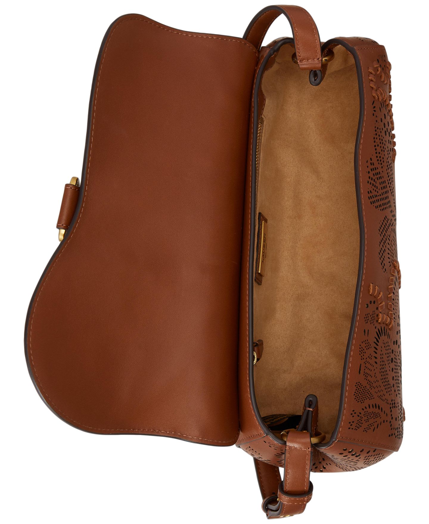 Женская сумка Lauren Ralph Lauren Tasha Medium Floral Tooled Leather East-West, цвет: Рыжевато-коричневый — фото 5