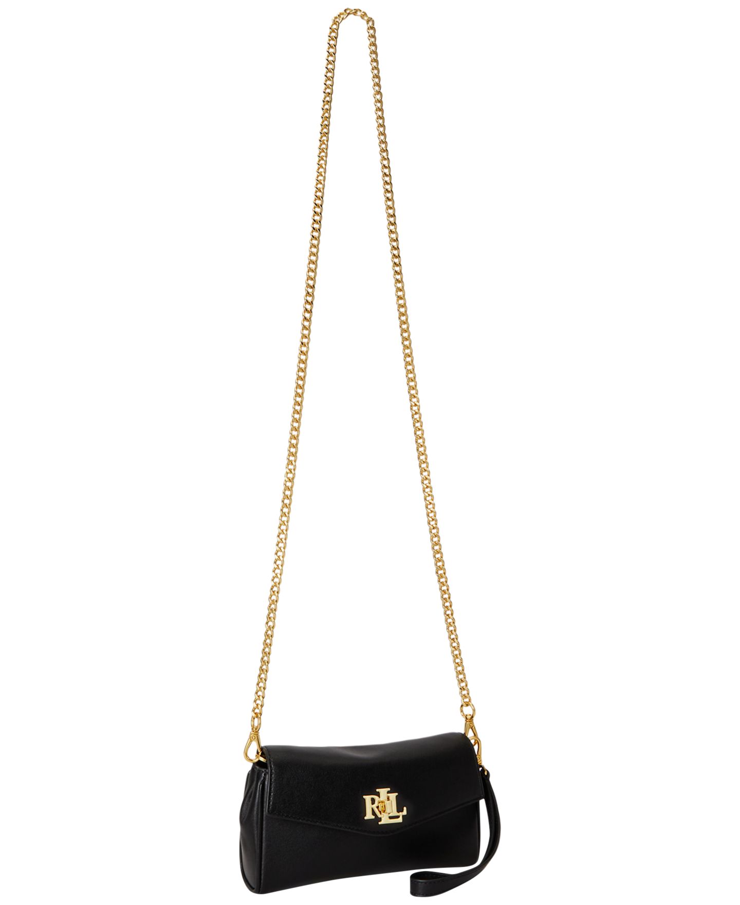 Женская сумка Lauren Ralph Lauren Turnlock Leather Wristlet Crossbody, цвет: Чёрный — фото 5