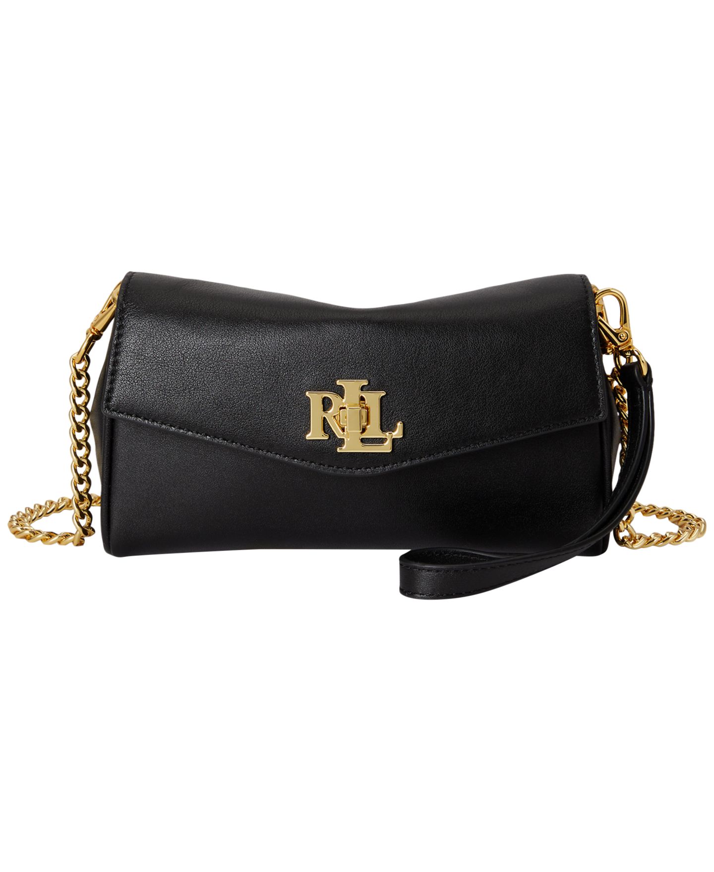 Женская сумка Lauren Ralph Lauren Turnlock Leather Wristlet Crossbody, цвет: Чёрный — фото 1