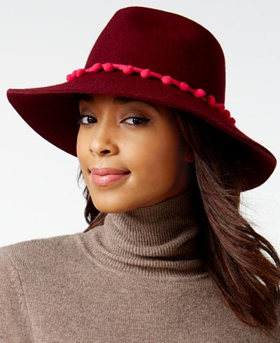August Hats It Girl Pom Strand Large Felt Fedora