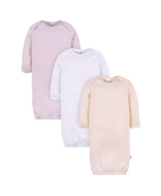 Baby Girls' 3-Pack Lap Shoulder Gowns,Dot/Orchid Hus, 0-3 Months