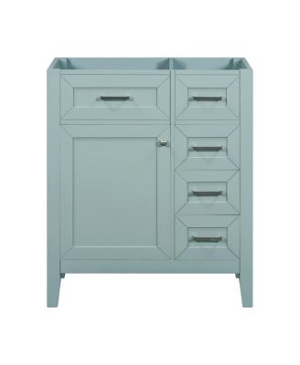 30 Inch Modern Bathroom Vanity Base without Sink, Solid Wood Cabinet with Drawers and Door Shelf, Freestanding Storage.