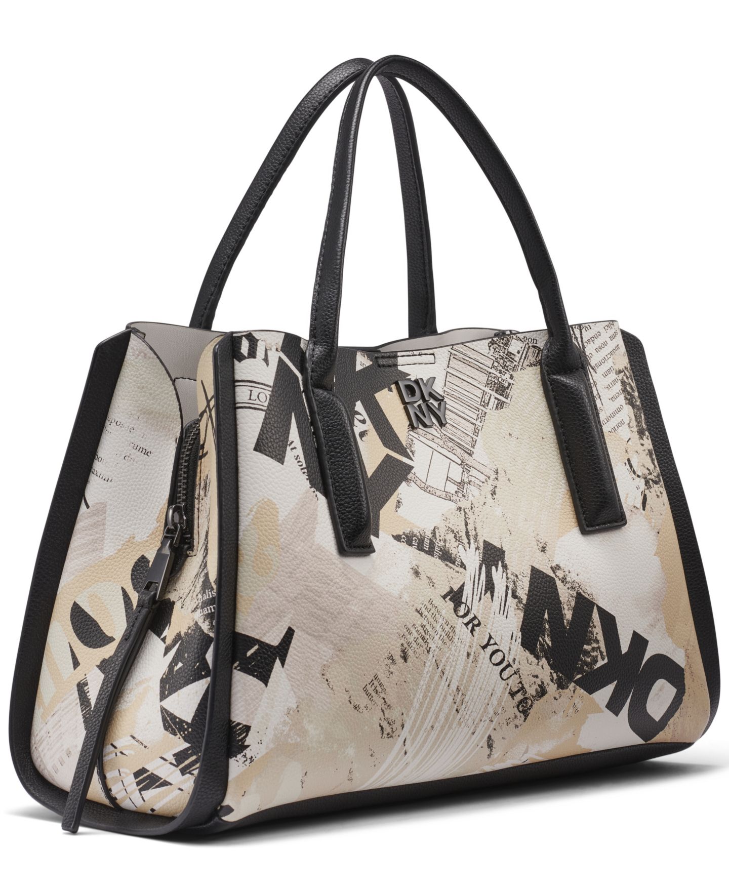 Женская сумка DKNY Josie Medium Josie Satchel Handbag, цвет: Белый / Чёрный — фото 3