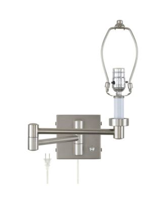 Modern Swing Arm Wall Lamp Base Brushed Nickel Plug-In Light Fixture for Bedroom Bedside Living Room Reading