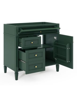 36 Inch Modern Bathroom Vanity without Top Sink, Soft Close Drawers, Adjustable Shelf and Door Organizer for Small Spaces.