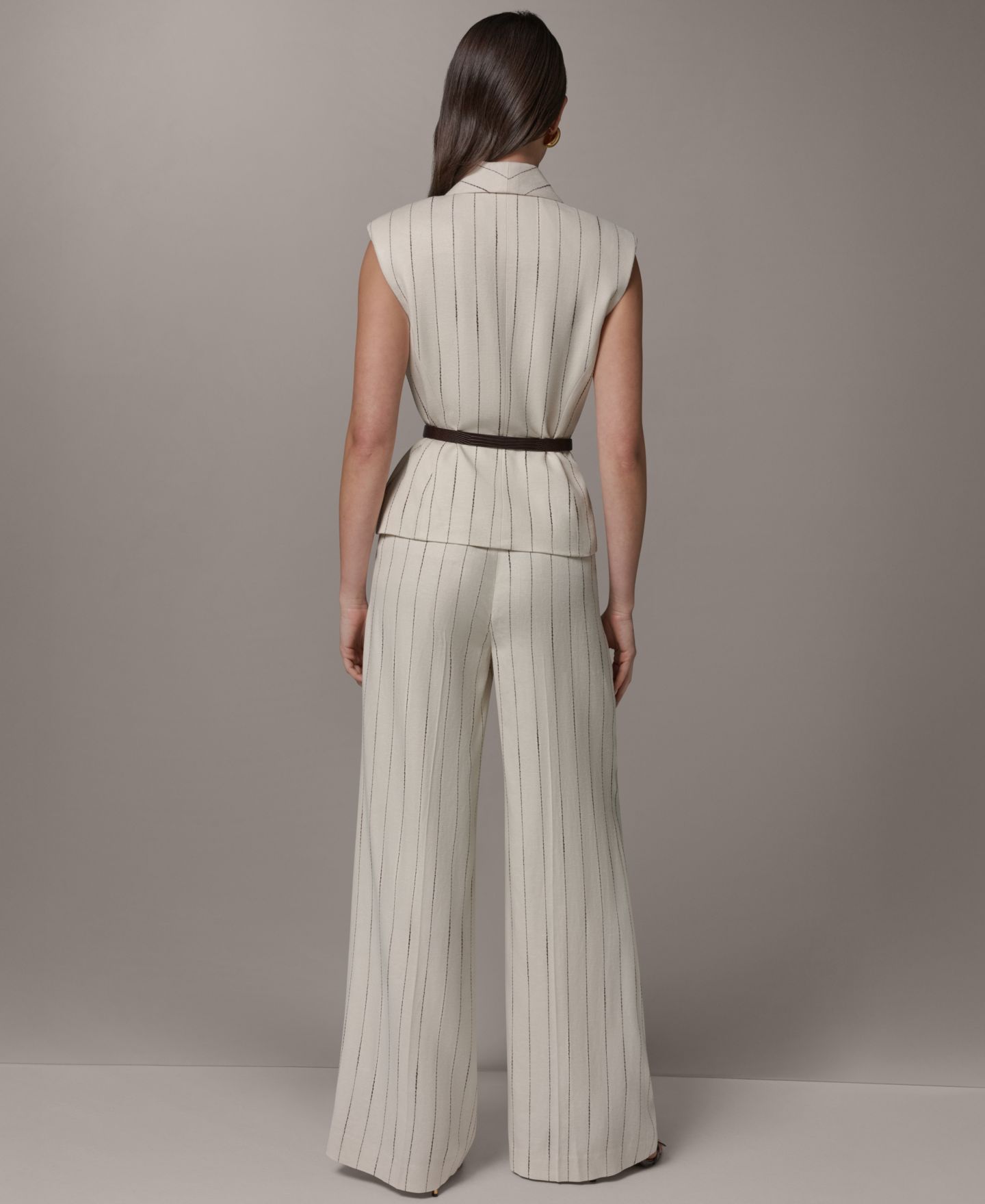 Женский жилет Donna Karan New York Belted Pinstripe Vest, Regular & Petite — фото 7
