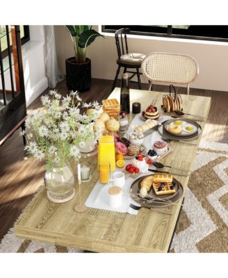 Wooden extendable dining table in for 4-10 people, rectangular kitchen table for home, kitchen, office