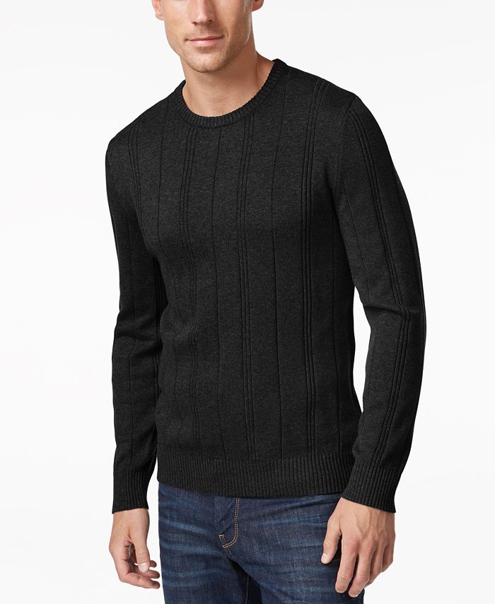 John Ashford Men's Crew-Neck Striped-Texture Sweater, Created for Macy ...