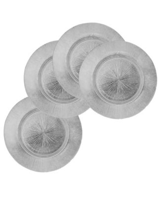 Silver Antiqued Glass Charger Plates, Set of 4