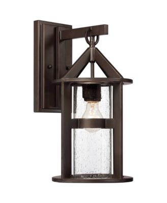 Argentine Rustic Farmhouse Outdoor Wall Light Fixtures Set of 2 Bronze 17" Clear Seedy Glass for Post Exterior Barn Deck