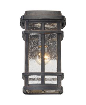 Neri Mission Industrial Outdoor Wall Light Fixtures Set of 2 Oil Rubbed Bronze 12 1/2" Clear Seedy Glass for Exterior
