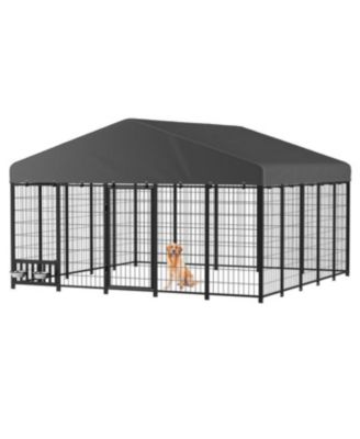 Heavy Duty Outdoor Dog Kennel, Steel Chain Link Fence with Roof