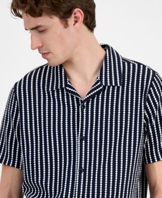 トップス NOUNLESS REVERSIBLE JACQUARD KNIT SHIRT GUESS Men's Rafa Jacquard Knit Short-Sleeve Shirt - Macy's