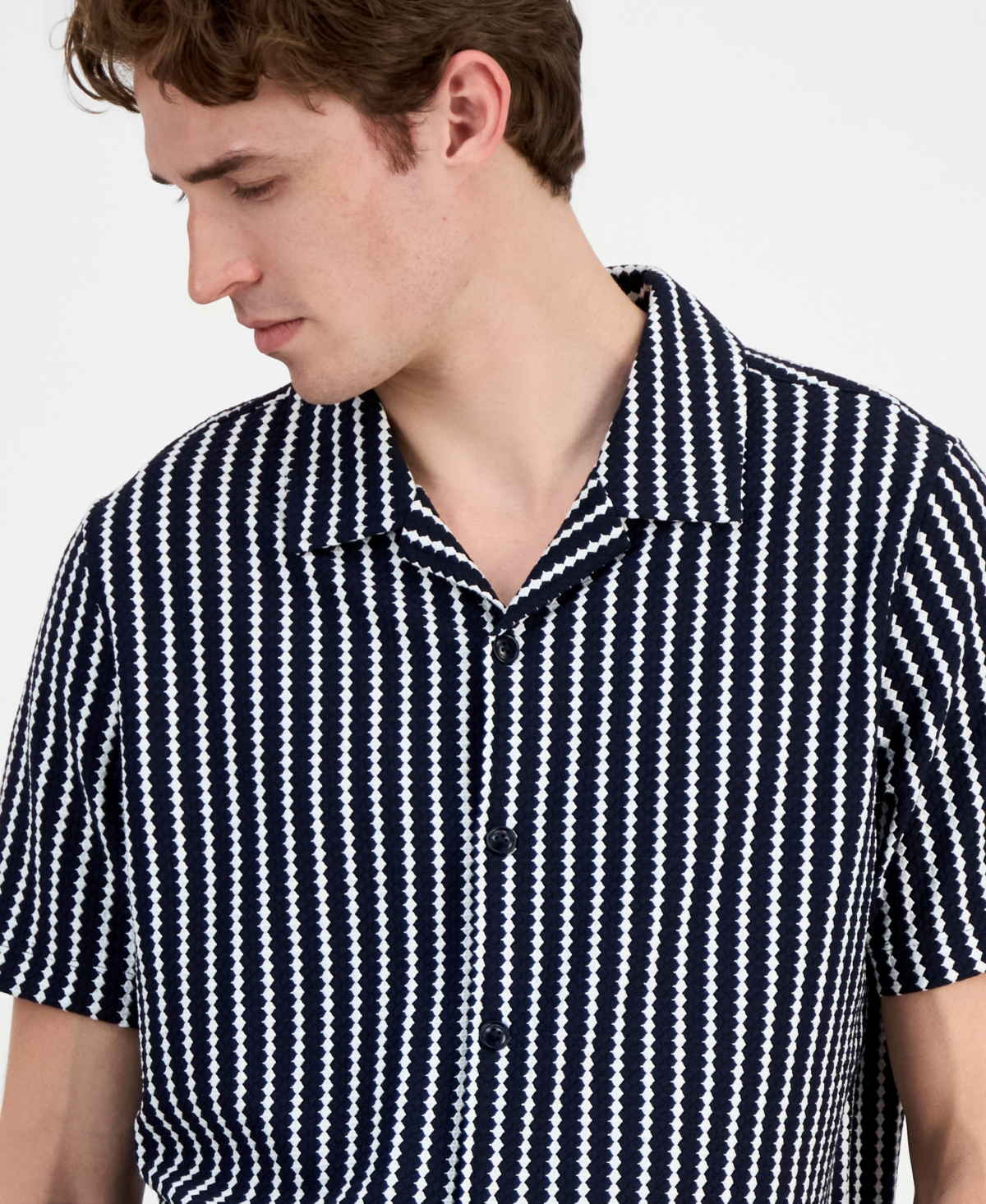 Guess Men's Rafa Jacquard Knit Short-Sleeve Shirt