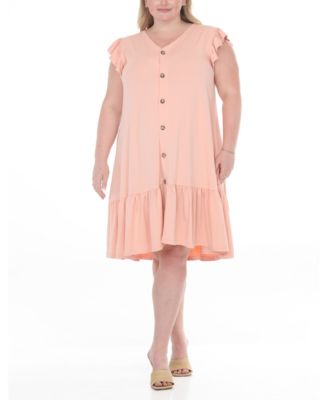 Plus Size Button-Front Tiered Swing Dress