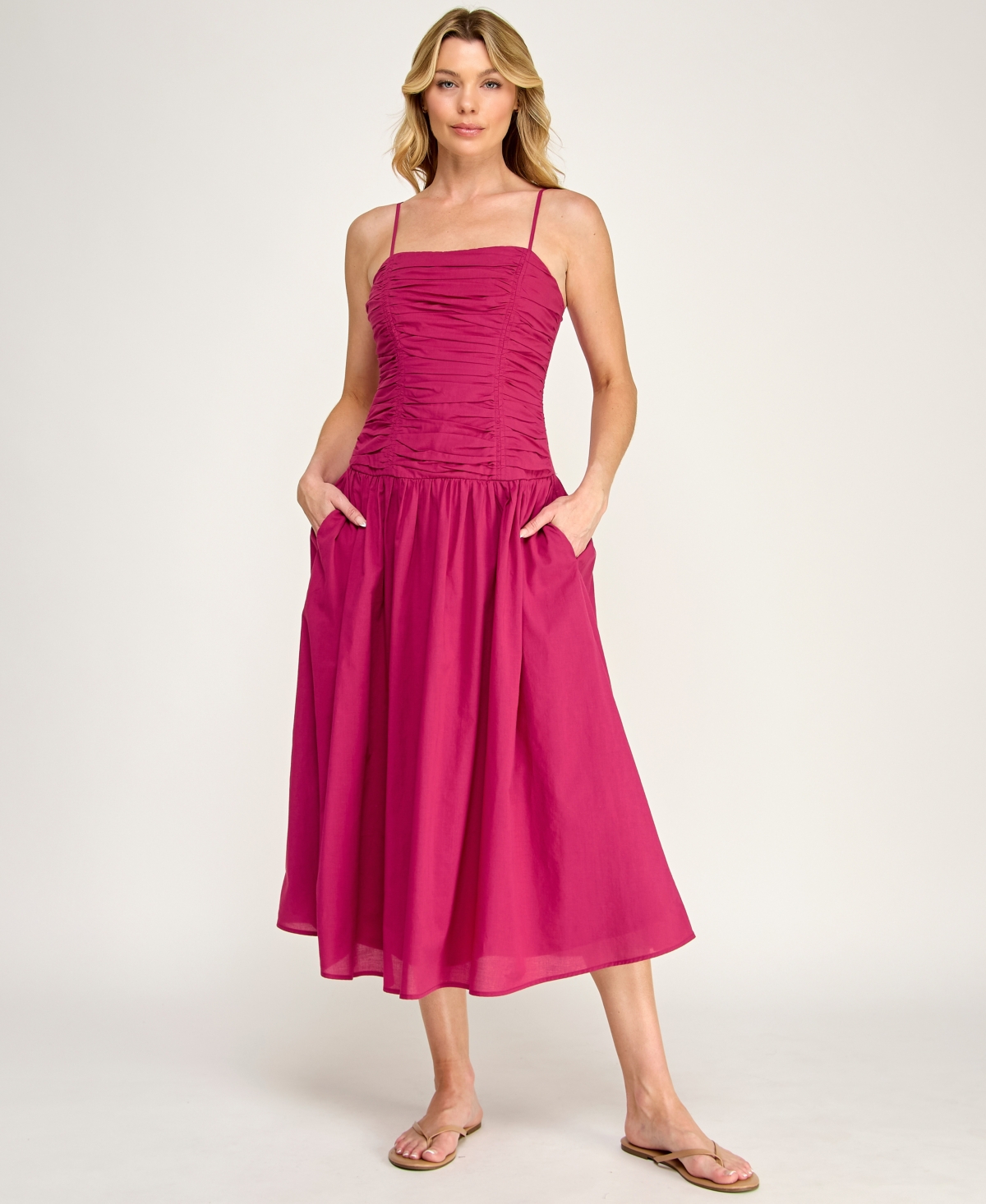 Row A Women's Gathered-Bodice Fit & Flare Dress