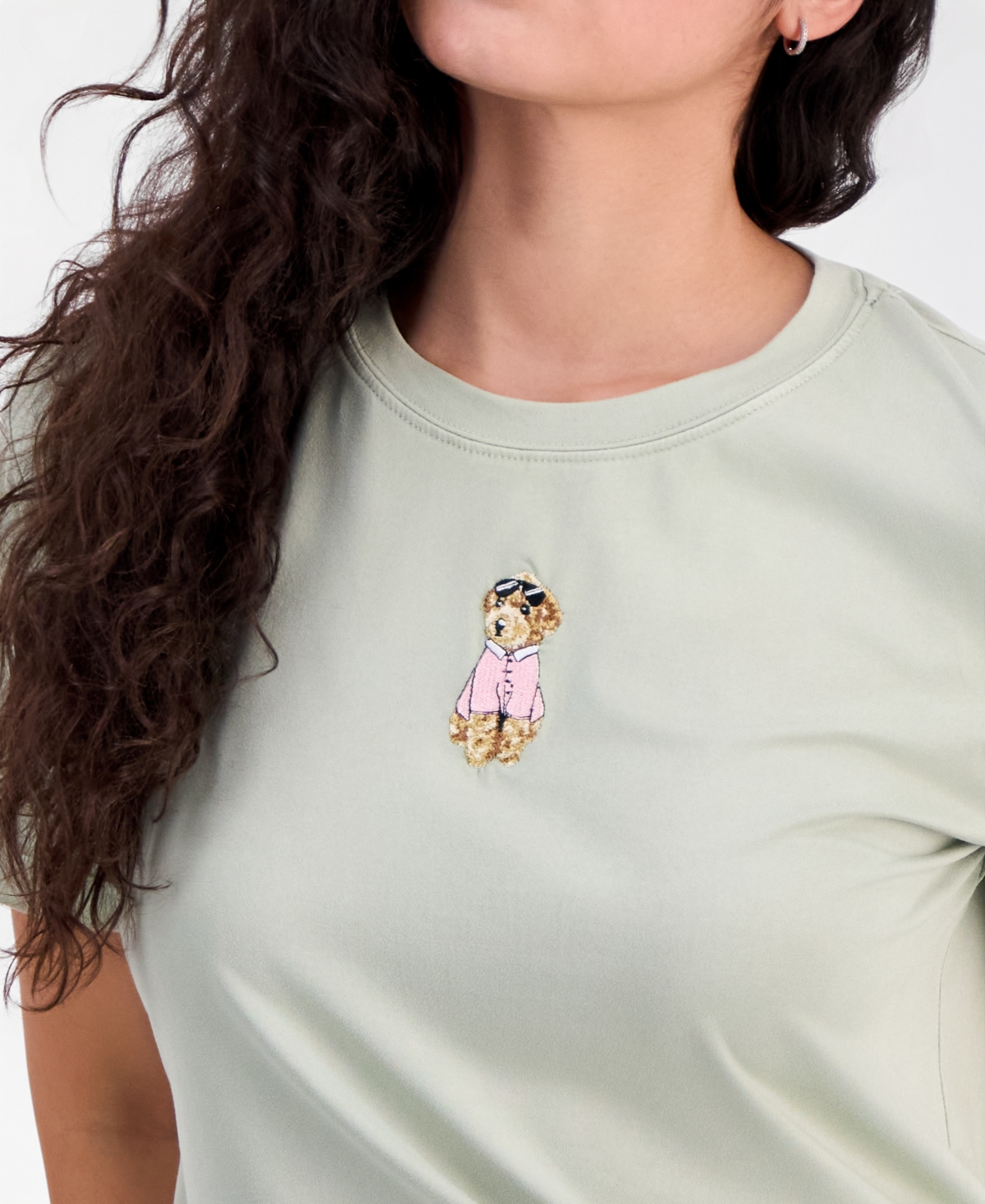 Pretty Rebellious Juniors' Dog Embroidered Graphic T-Shirt