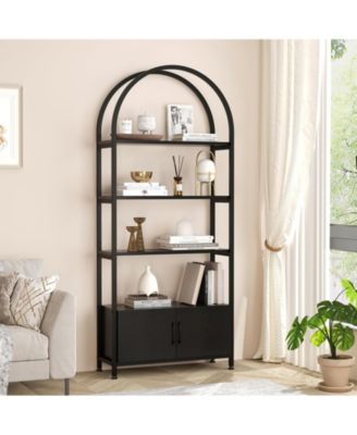 71.5" Tall Modern 4-Tier Bookcase with Door and Storage Cabinet for Bedroom