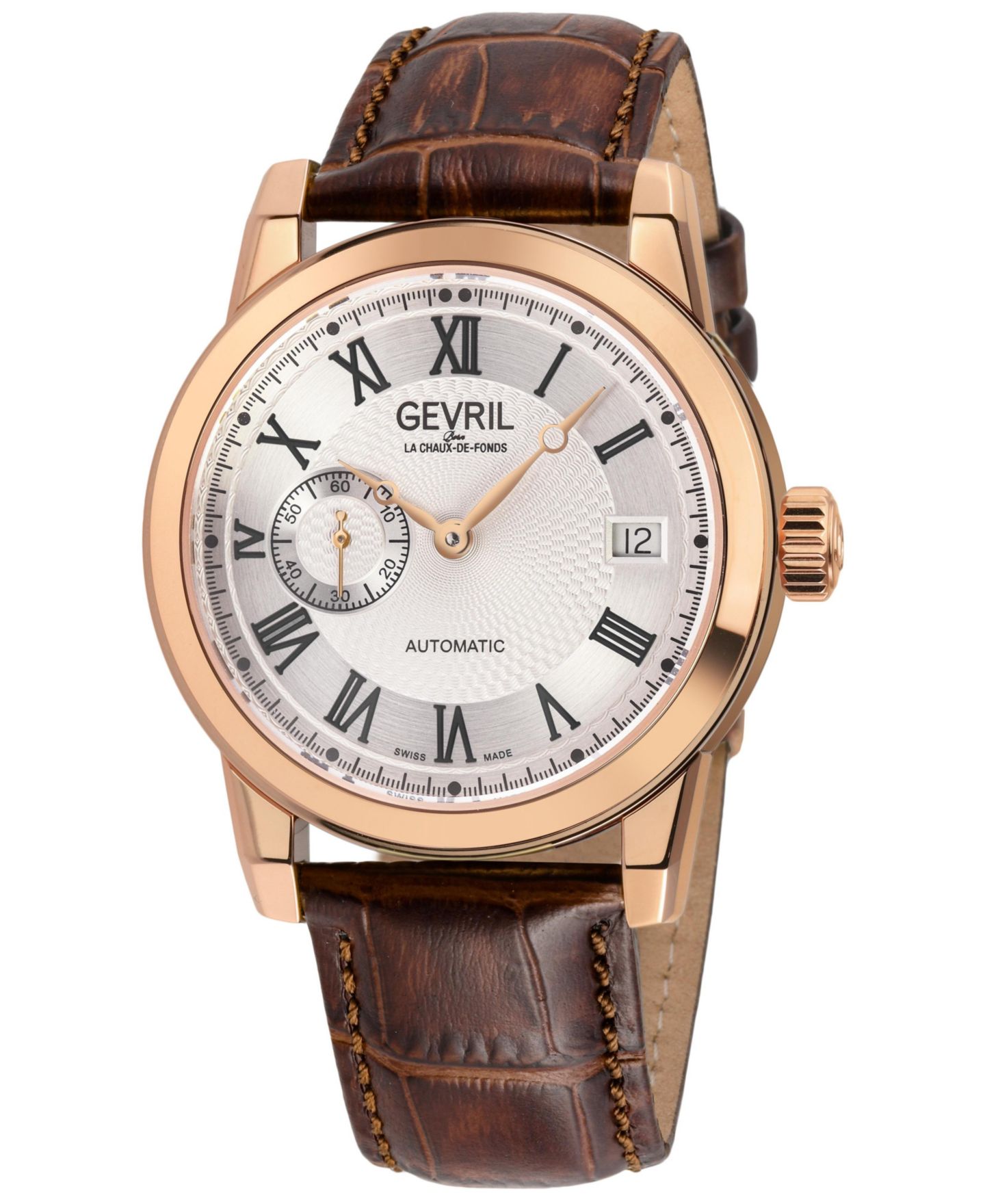 Мужские часы Gevril Madison Swiss Automatic Italian Leather Strap Watch, цвет: Open Miscellaneous — фото 1