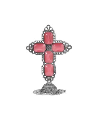 Pewter Pink Moon Octagon Cross Plaque