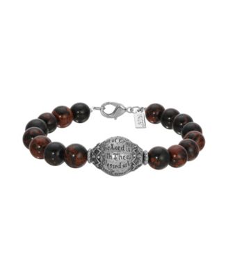 Silver Tone Round Indian Aventurine Semi Precious Bead Prayer Bracelet