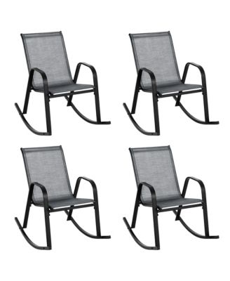 4pcs Patio Rocking Chair Heavy-Duty Metal Rocker Outdoor Anti-Slip