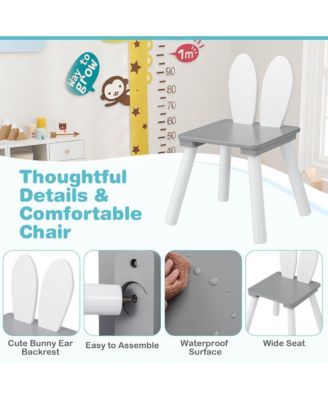 3 Pieces Kids Table and Chairs Set Children Wooden Furniture Set w/ Solid Wood Legs