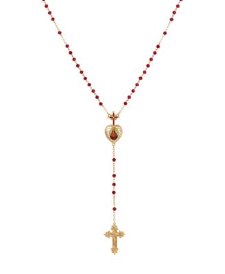 Gold-Tone Siam Bead Jesus Decal Rosary