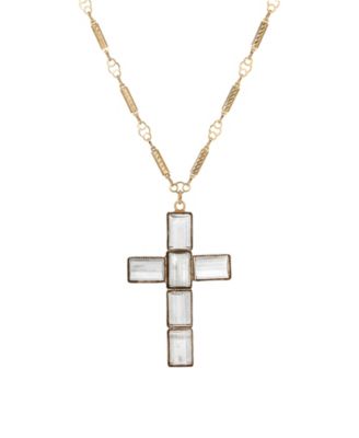Gold Dipped Crystal Cross Necklace