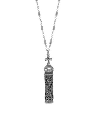Silver Tone Holy Water Vial 30" Necklace