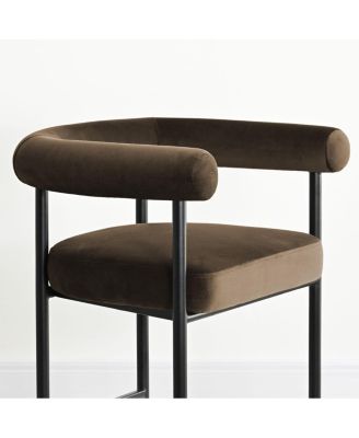 24" Velvet Counter Height Stools with Arms, Metal Legs, Set of 3