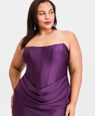 corset dress short plus size Poly USA W1174 Satin Corset Plus Size Short Semi Formal Dress Emerald / 24W