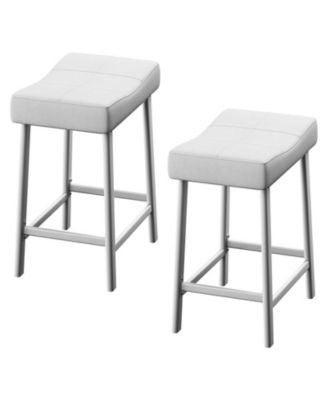 Upholstered 24" Backless Saddle Bar Stools Set of 2, Counter Height