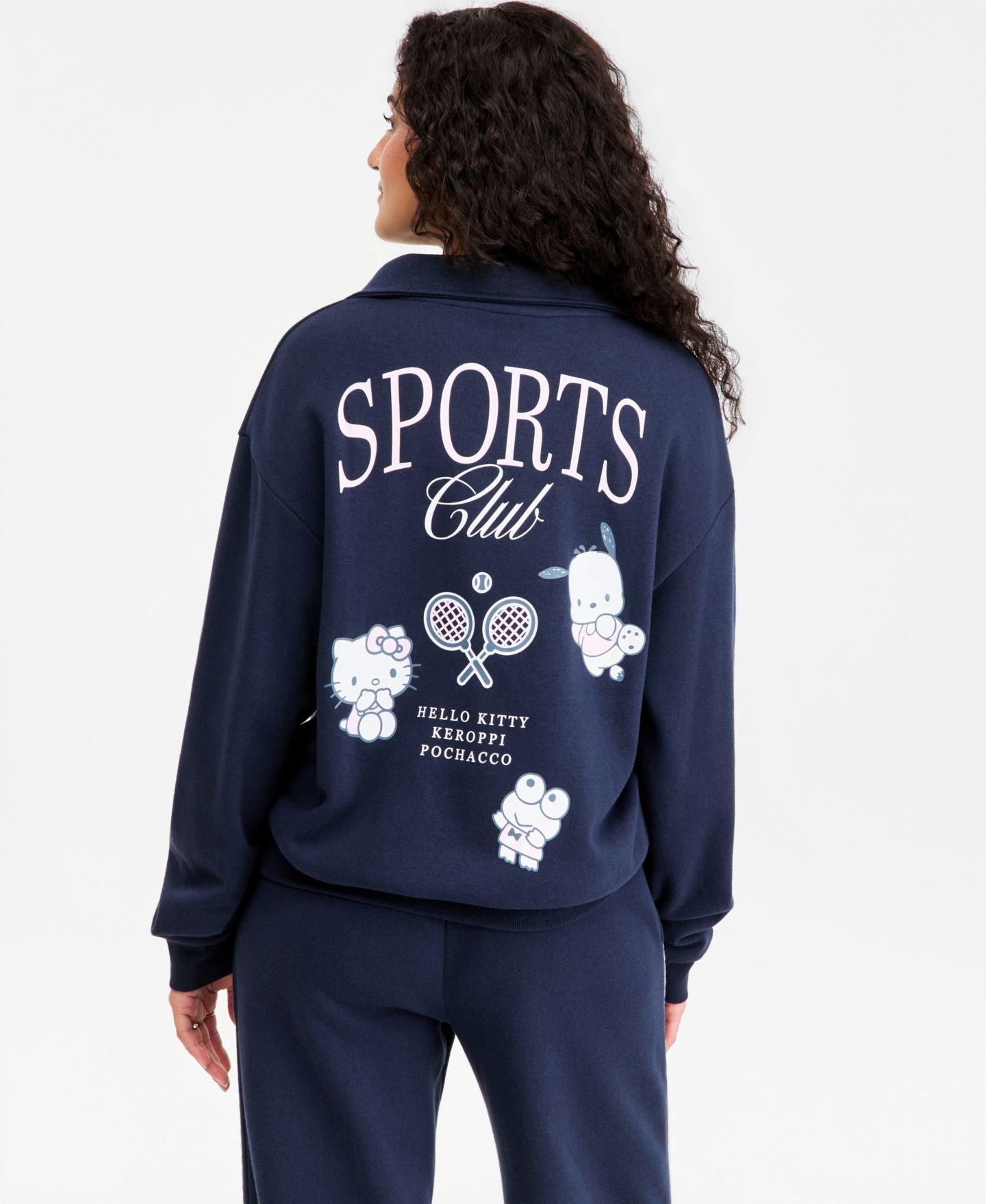 Женская толстовка Love Tribe Juniors' Hello Kitty Match Quarter-Zip, цвет: Тёмно-синий — фото 2