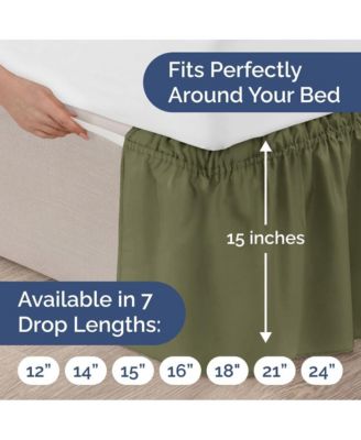 Ruffled Elastic Wrap Around Bedskirt 15 Inch Drop - Full