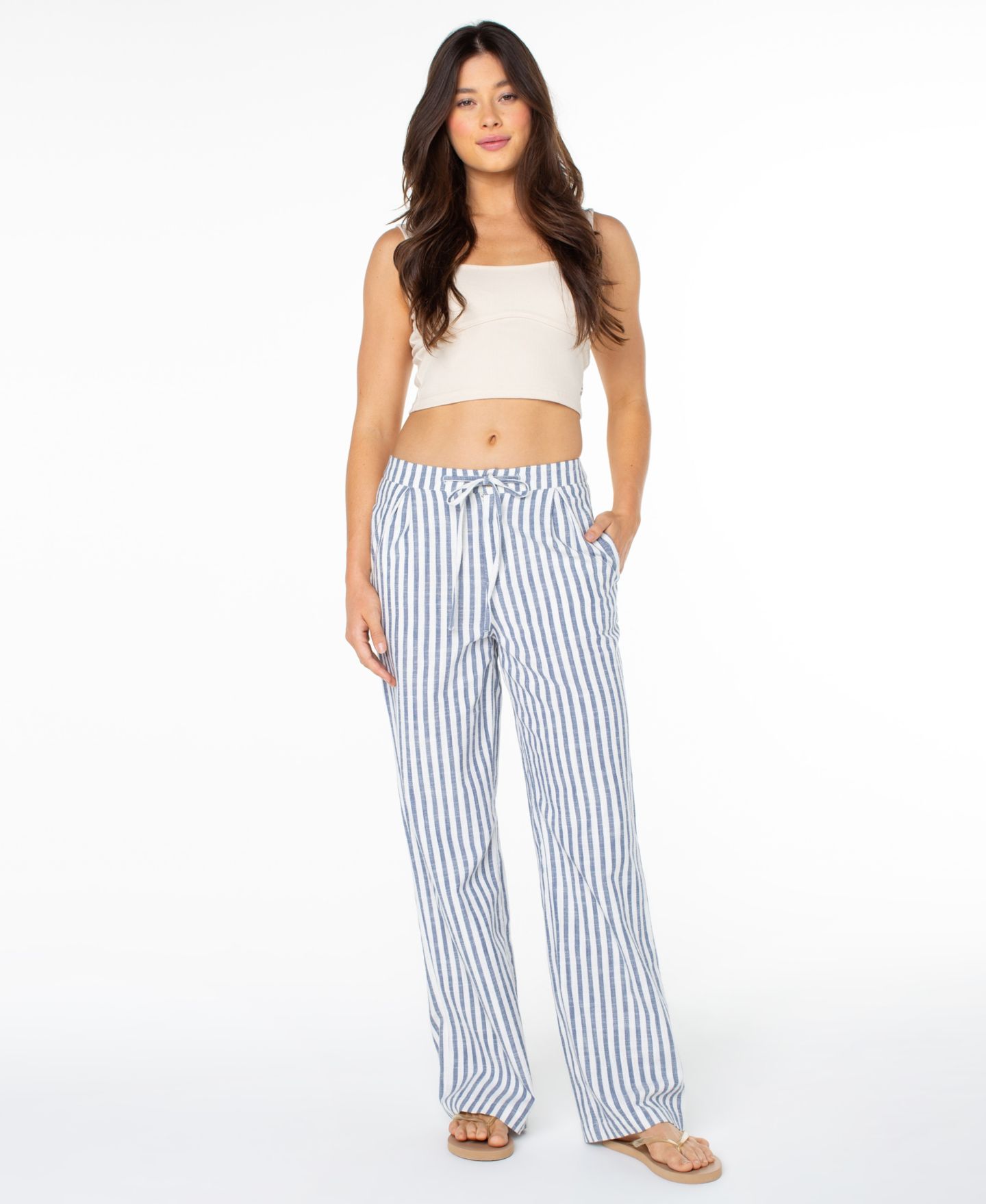 Женские брюки Roxy Mavericks Stripe Print Straight-Leg Trousers, цвет: Синий — фото 3