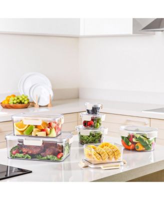 3-Pack Food Storage Container Set Stackable and Nestable Plastic Meal Prep Containers